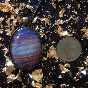 Blue Red Acrylic Pour Necklace